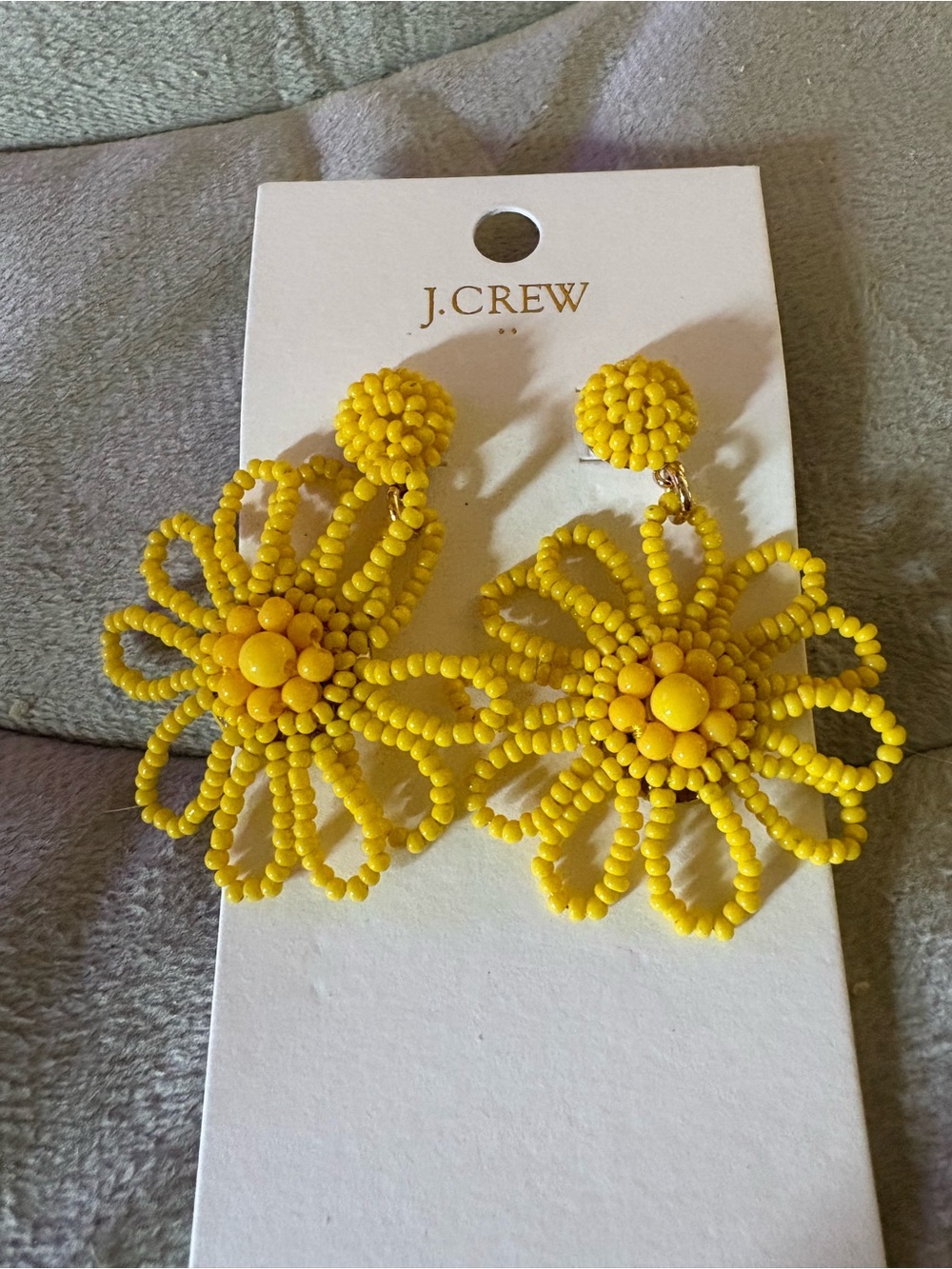 J. Crew Sunburst Yellow Beaded Flower Earrings - Picture 2 of 6